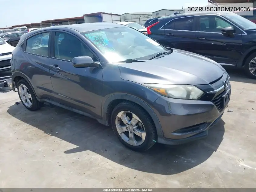 2016 Honda Hr-V Lx VIN: 3CZRU5G38GM704036 Lot: 42246914