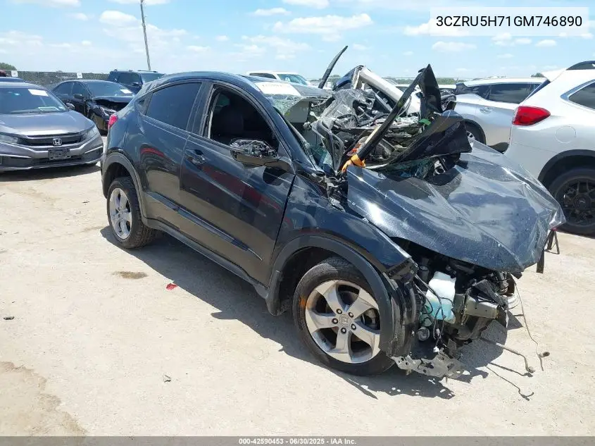 2016 Honda Hr-V Ex-L VIN: 3CZRU5H71GM746890 Lot: 42590453