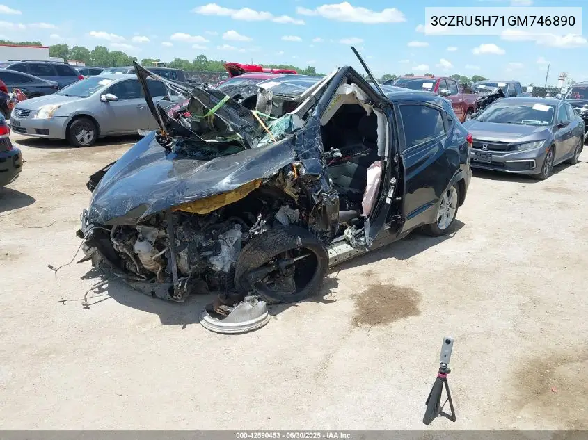 2016 Honda Hr-V Ex-L VIN: 3CZRU5H71GM746890 Lot: 42590453