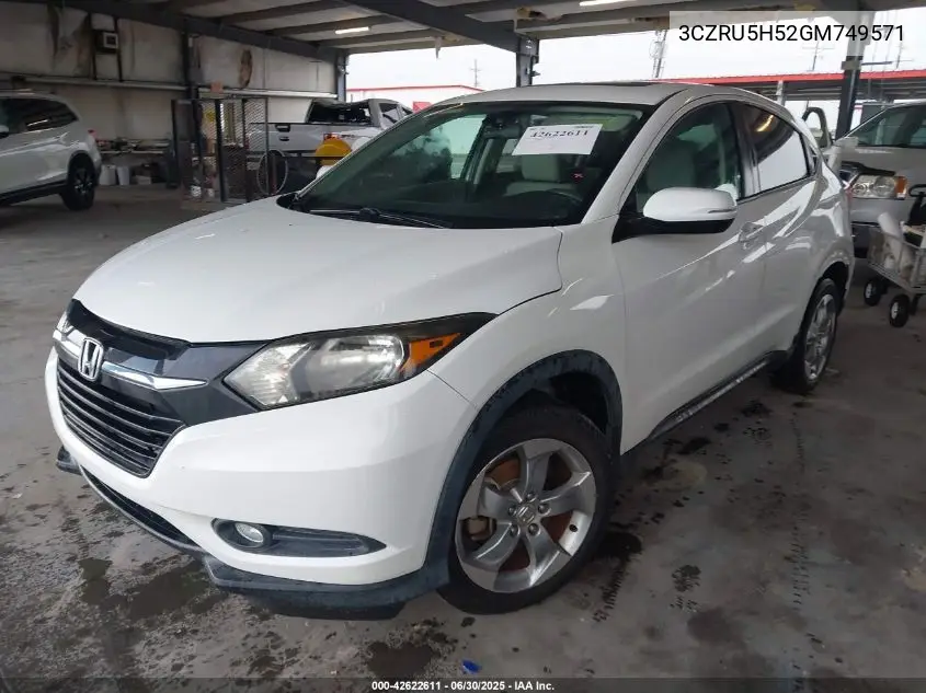 2016 Honda Hr-V Ex VIN: 3CZRU5H52GM749571 Lot: 42622611