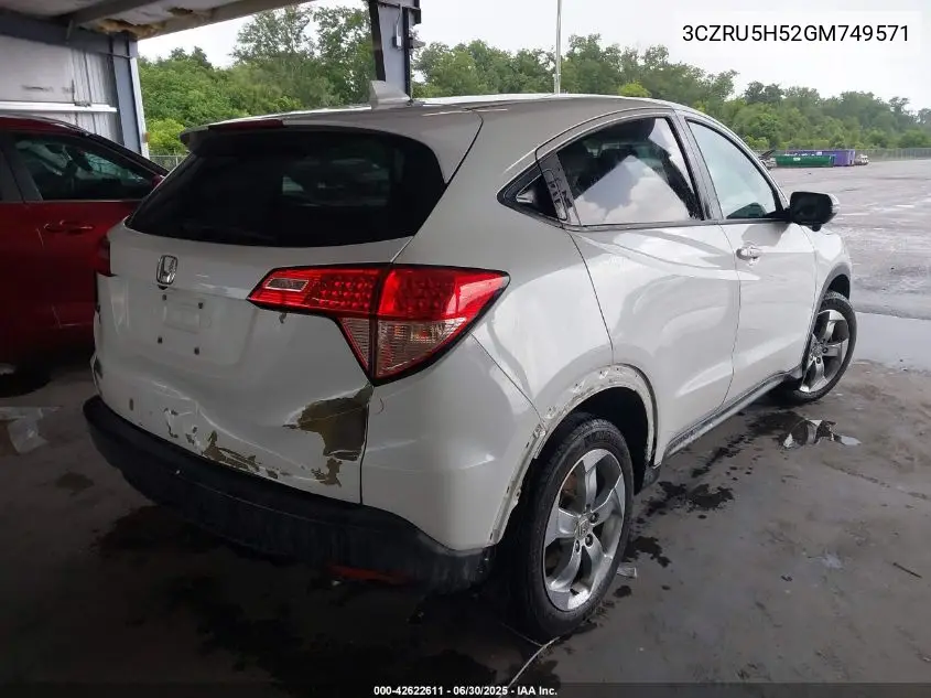 2016 Honda Hr-V Ex VIN: 3CZRU5H52GM749571 Lot: 42622611