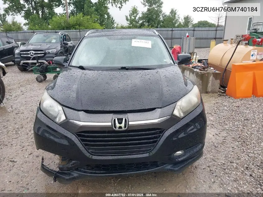 2016 Honda Hr-V Ex-L VIN: 3CZRU6H76GM740184 Lot: 42637782