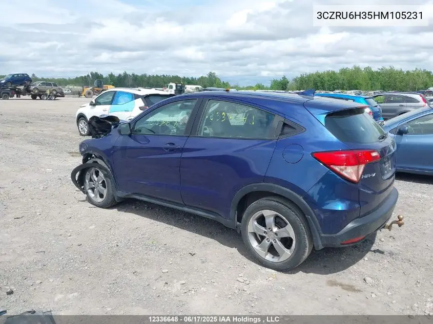 2017 Honda Hr-V Lx VIN: 3CZRU6H35HM105231 Lot: 12336648