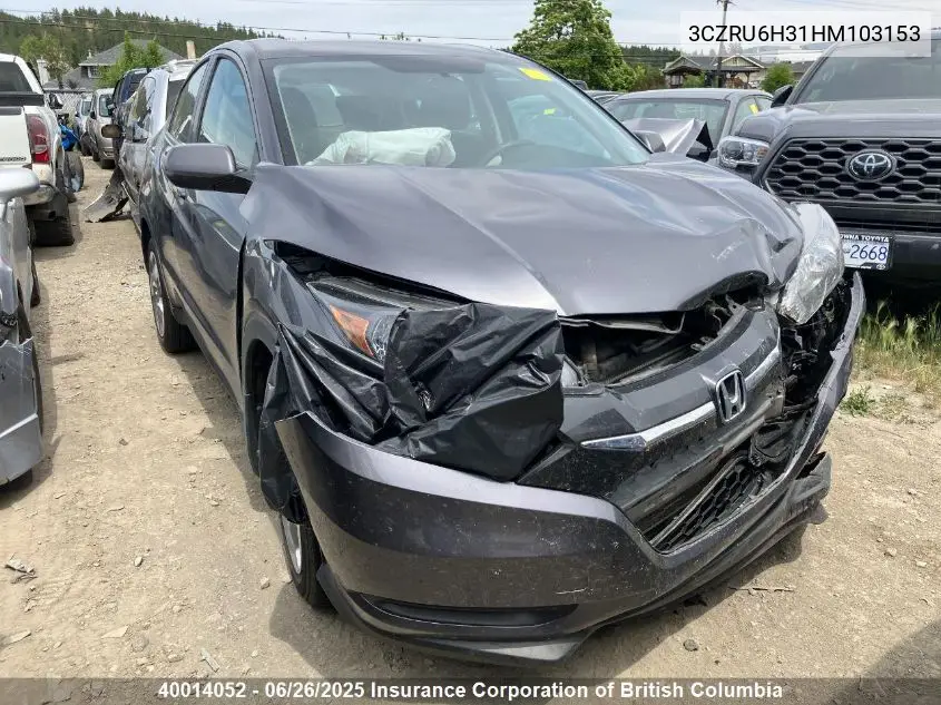 2017 Honda Hr-V VIN: 3CZRU6H31HM103153 Lot: 40014052