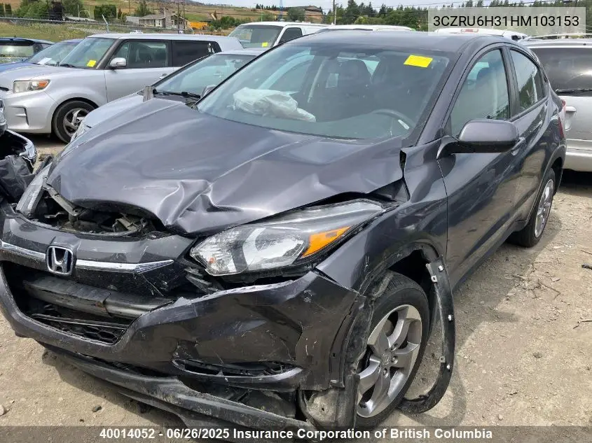 2017 Honda Hr-V VIN: 3CZRU6H31HM103153 Lot: 40014052
