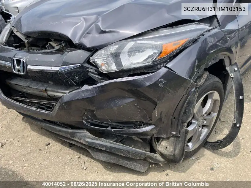 2017 Honda Hr-V VIN: 3CZRU6H31HM103153 Lot: 40014052