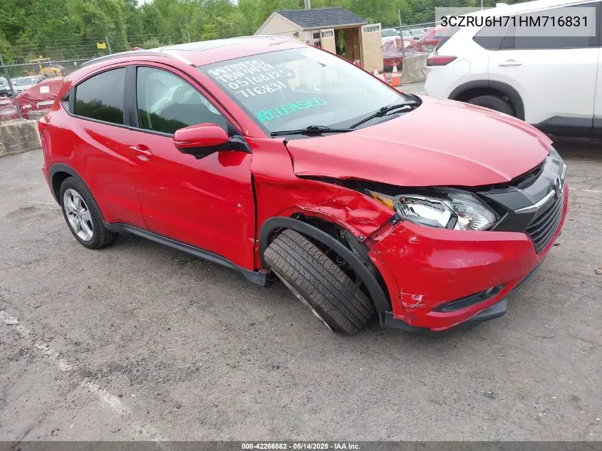 2017 Honda Hr-V Ex-L VIN: 3CZRU6H71HM716831 Lot: 42266582