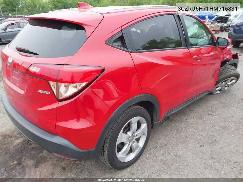 2017 Honda Hr-V Ex-L VIN: 3CZRU6H71HM716831 Lot: 42266582