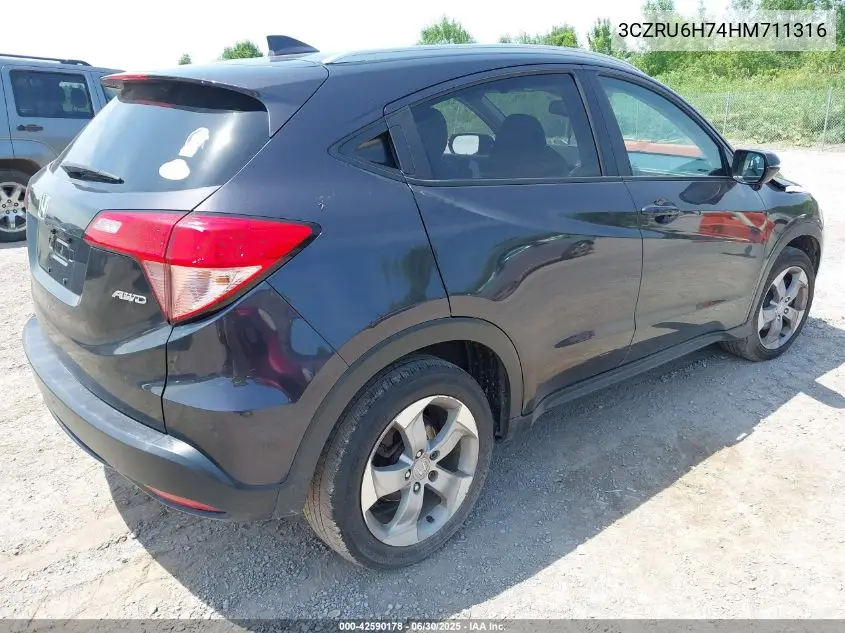 2017 Honda Hr-V Ex-L VIN: 3CZRU6H74HM711316 Lot: 42590178