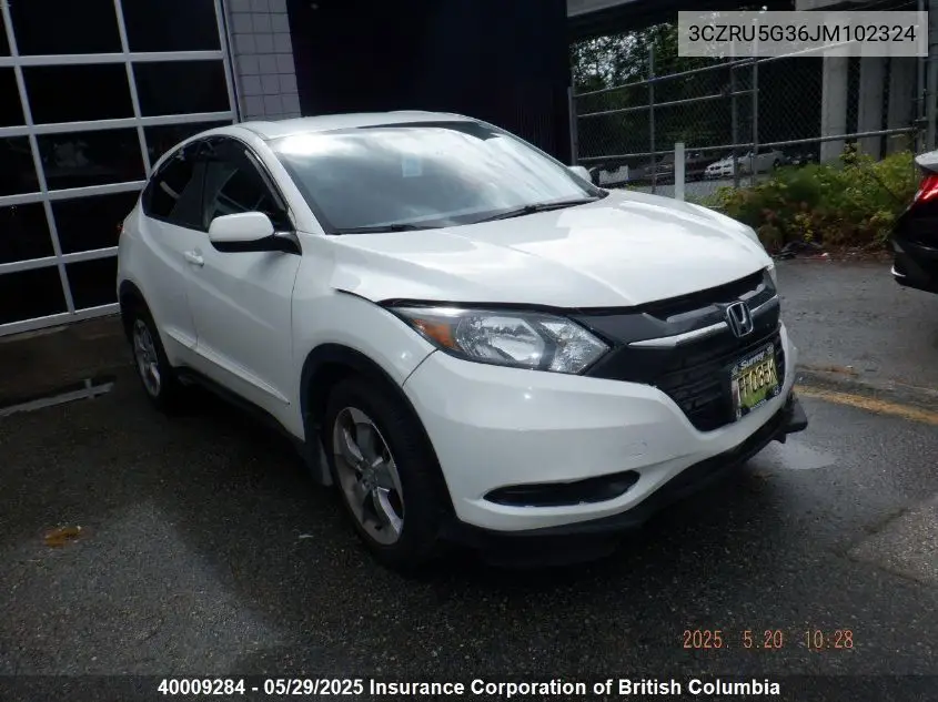2018 Honda Hr-V VIN: 3CZRU5G36JM102324 Lot: 40009284