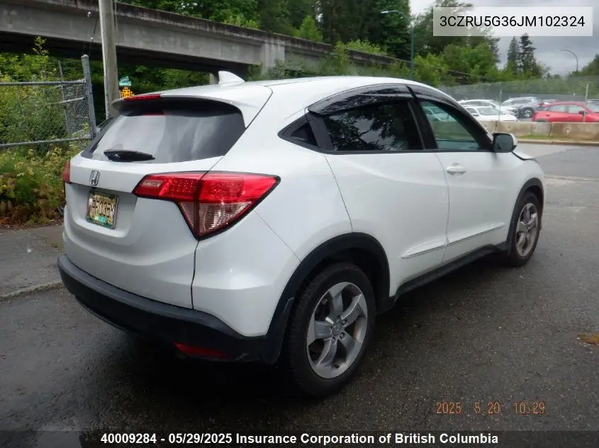 2018 Honda Hr-V VIN: 3CZRU5G36JM102324 Lot: 40009284