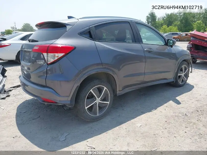 2019 Honda Hr-V Touring VIN: 3CZRU6H94KM102719 Lot: 12331232
