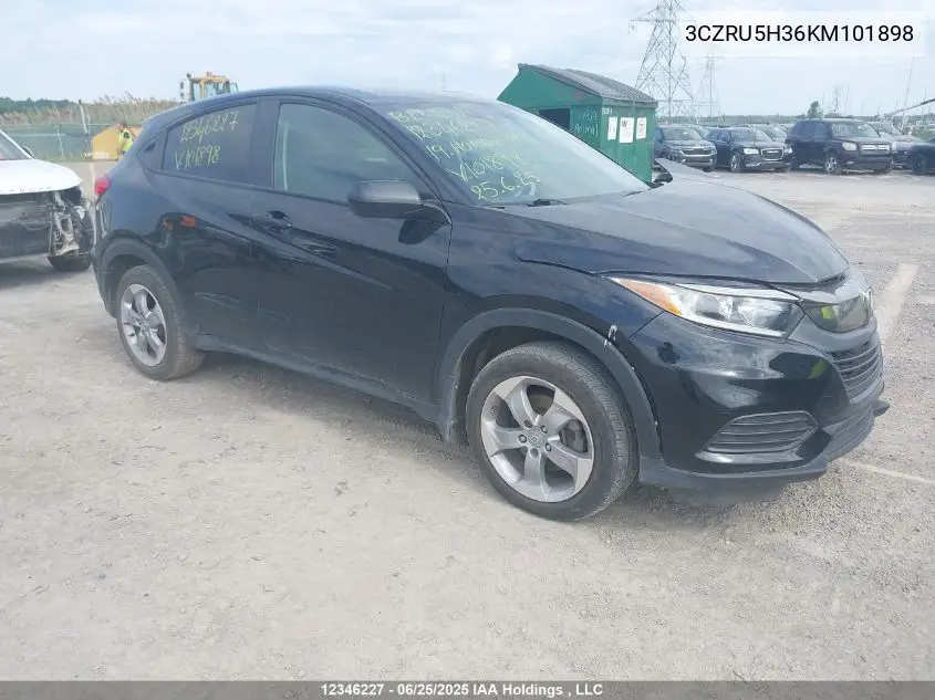 2019 Honda Hr-V Lx VIN: 3CZRU5H36KM101898 Lot: 12346227