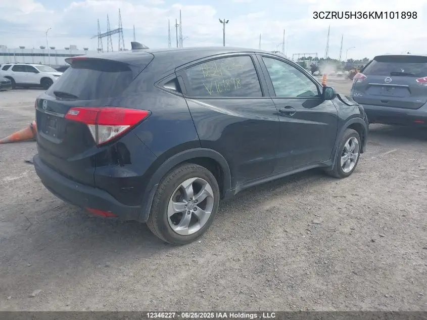 2019 Honda Hr-V Lx VIN: 3CZRU5H36KM101898 Lot: 12346227