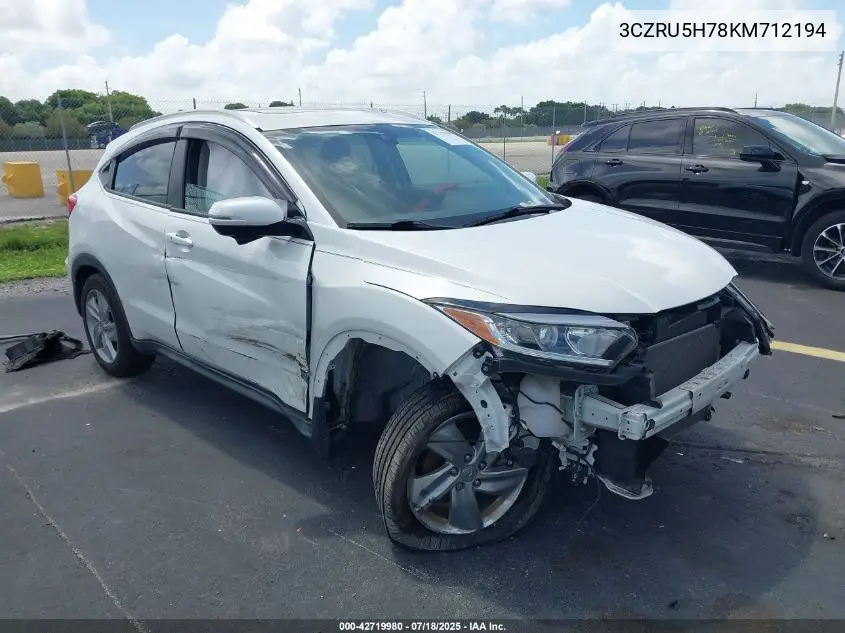 2019 Honda Hr-V Ex-L VIN: 3CZRU5H78KM712194 Lot: 42719980