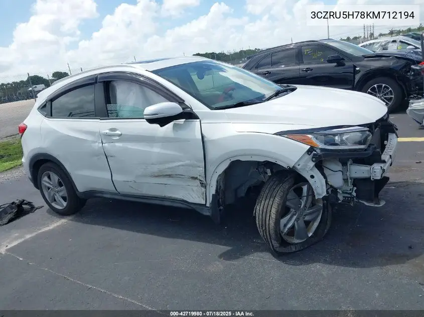 2019 Honda Hr-V Ex-L VIN: 3CZRU5H78KM712194 Lot: 42719980