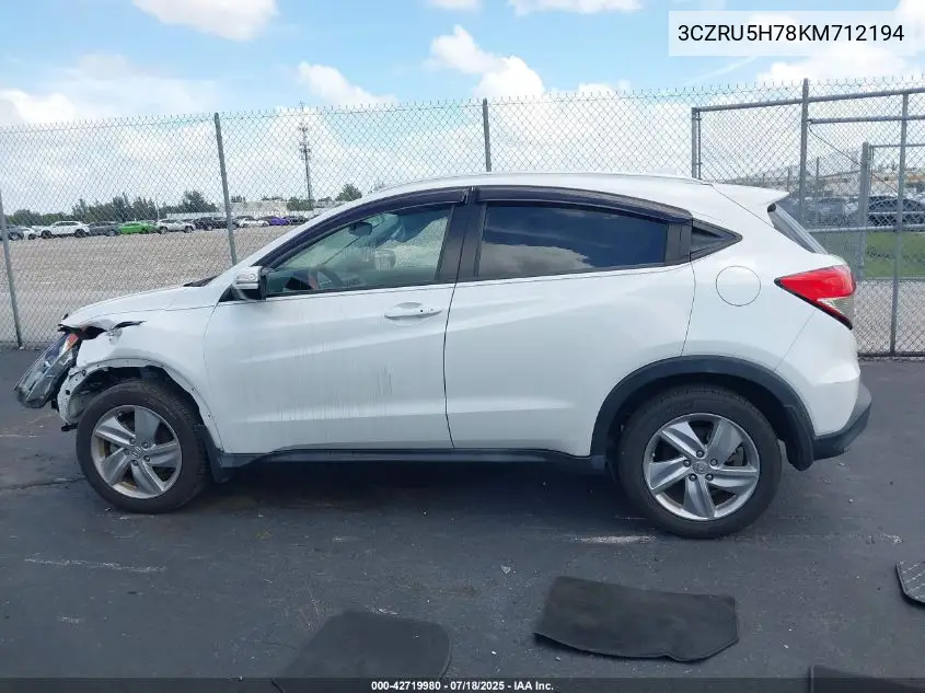 2019 Honda Hr-V Ex-L VIN: 3CZRU5H78KM712194 Lot: 42719980