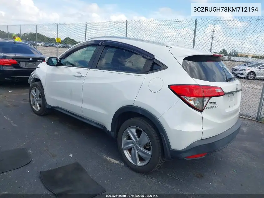 2019 Honda Hr-V Ex-L VIN: 3CZRU5H78KM712194 Lot: 42719980