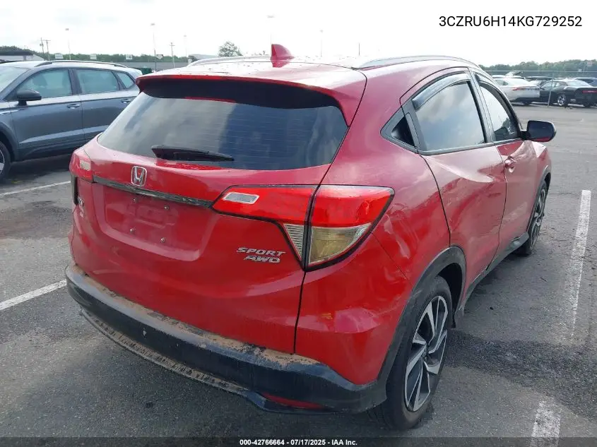 2019 Honda Hr-V Sport VIN: 3CZRU6H14KG729252 Lot: 42766664
