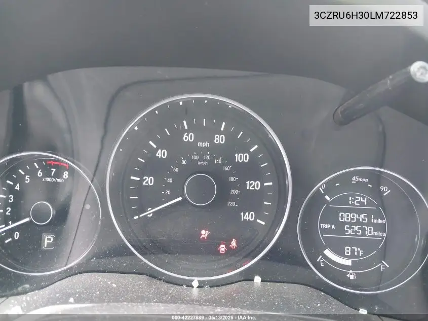 2020 Honda Hr-V Awd Lx VIN: 3CZRU6H30LM722853 Lot: 42227889