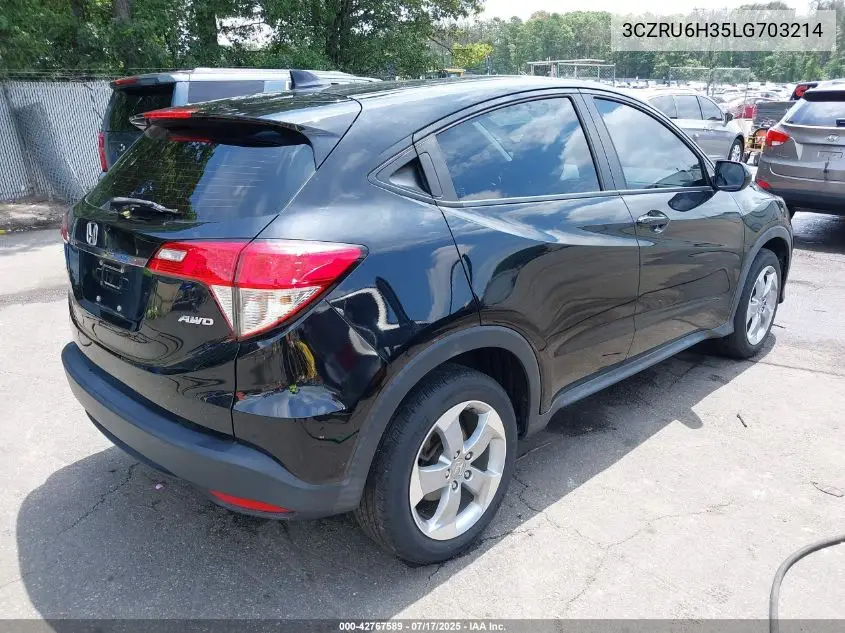 2020 Honda Hr-V Awd Lx VIN: 3CZRU6H35LG703214 Lot: 42767589
