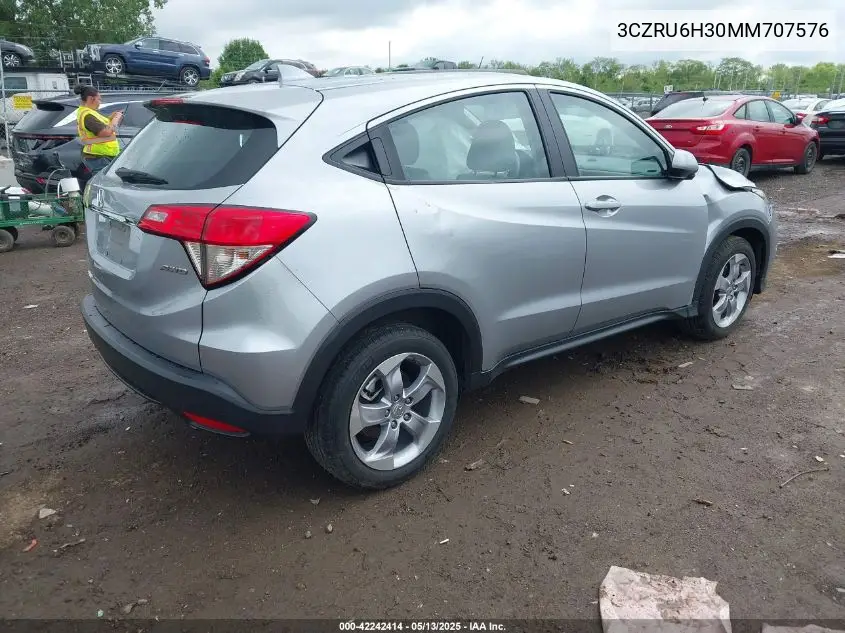 2021 Honda Hr-V Awd Lx VIN: 3CZRU6H30MM707576 Lot: 42242414