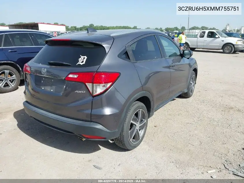 2021 Honda Hr-V Awd Ex VIN: 3CZRU6H5XMM755751 Lot: 42257776