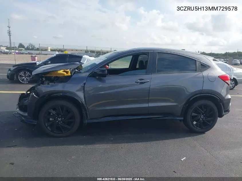 2021 Honda Hr-V 2Wd Sport VIN: 3CZRU5H13MM729578 Lot: 42621533