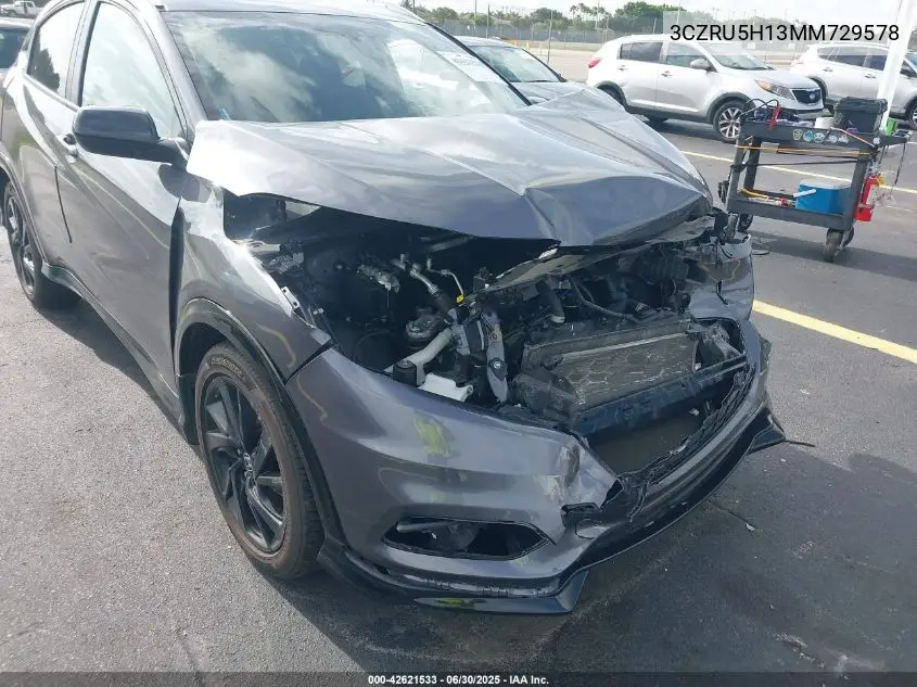 2021 Honda Hr-V 2Wd Sport VIN: 3CZRU5H13MM729578 Lot: 42621533