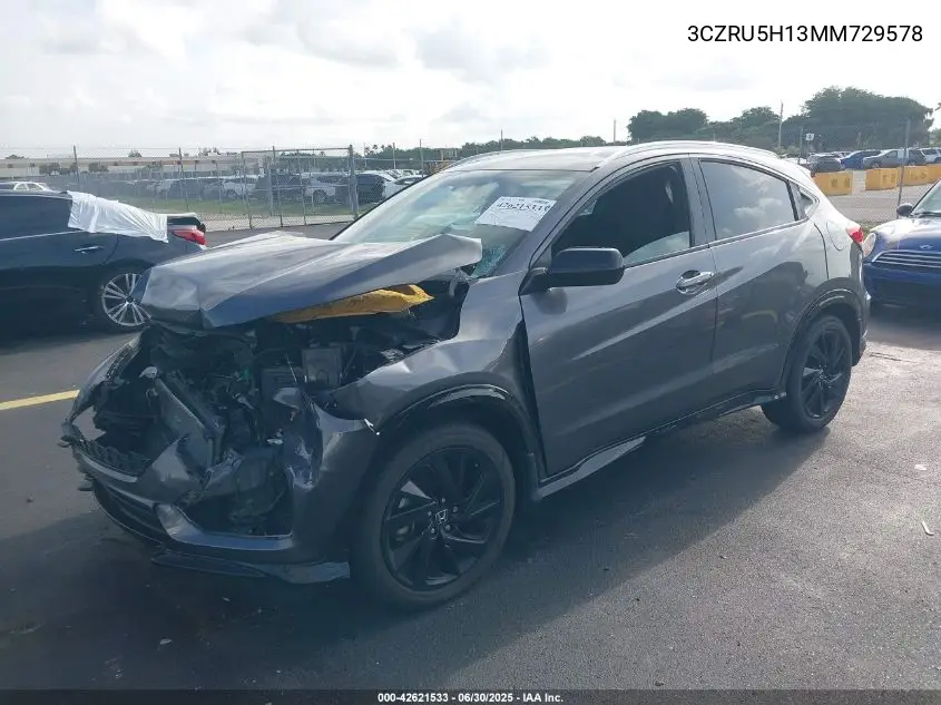 2021 Honda Hr-V 2Wd Sport VIN: 3CZRU5H13MM729578 Lot: 42621533