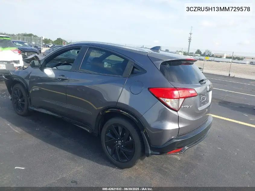 2021 Honda Hr-V 2Wd Sport VIN: 3CZRU5H13MM729578 Lot: 42621533