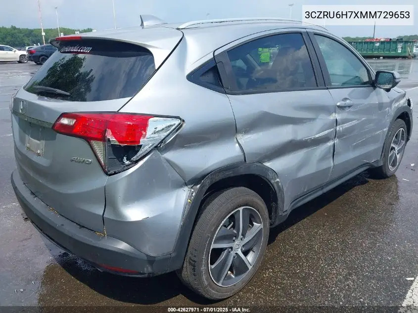 2021 Honda Hr-V Awd Ex-L VIN: 3CZRU6H7XMM729653 Lot: 42627971