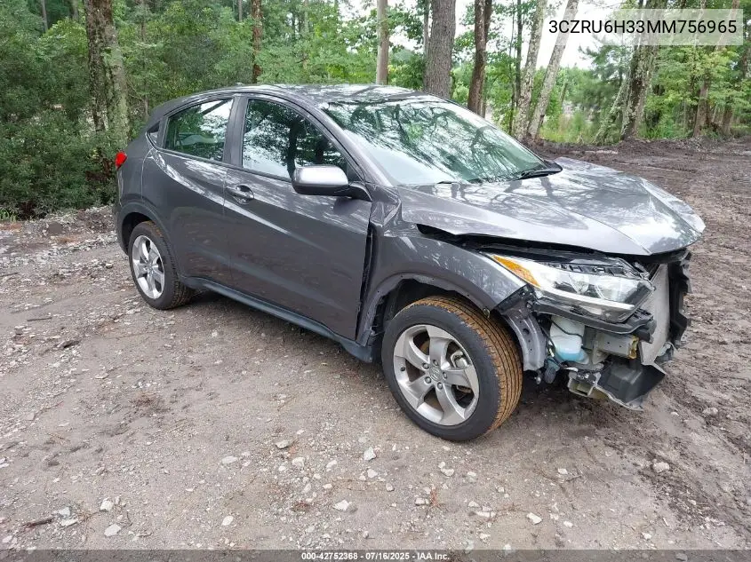 2021 Honda Hr-V Awd Lx VIN: 3CZRU6H33MM756965 Lot: 42752368