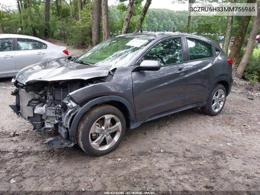 2021 Honda Hr-V Awd Lx VIN: 3CZRU6H33MM756965 Lot: 42752368