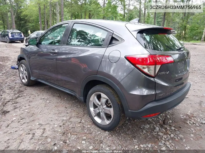 2021 Honda Hr-V Awd Lx VIN: 3CZRU6H33MM756965 Lot: 42752368