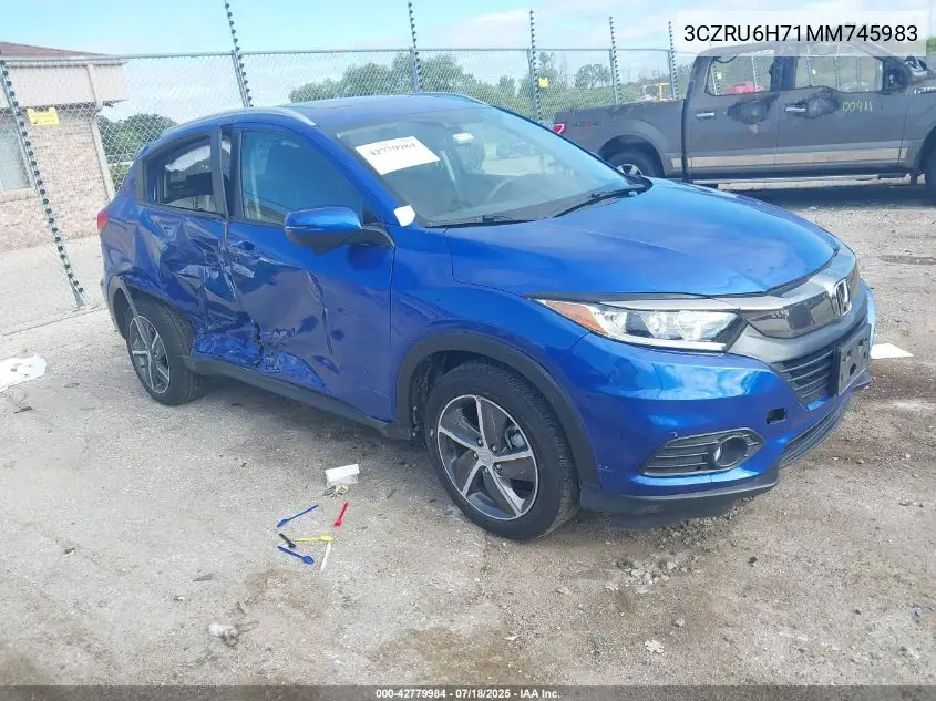 2021 Honda Hr-V Awd Ex-L VIN: 3CZRU6H71MM745983 Lot: 42779984