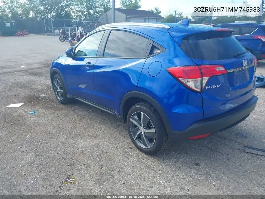 2021 Honda Hr-V Awd Ex-L VIN: 3CZRU6H71MM745983 Lot: 42779984