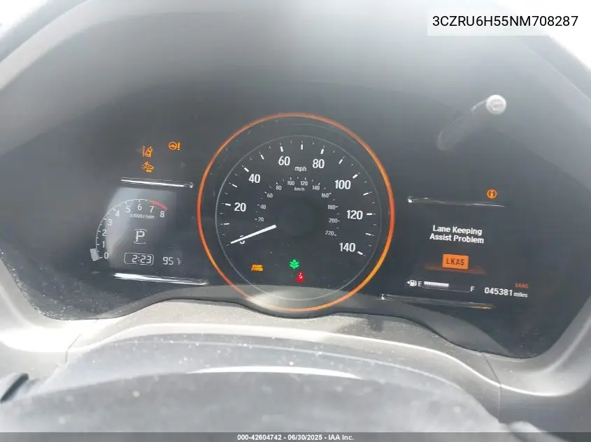 2022 Honda Hr-V Awd Ex VIN: 3CZRU6H55NM708287 Lot: 42604742