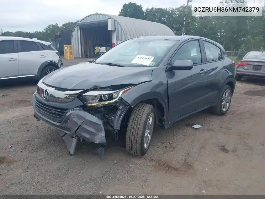 2022 Honda Hr-V Awd Lx VIN: 3CZRU6H36NM742379 Lot: 42616027