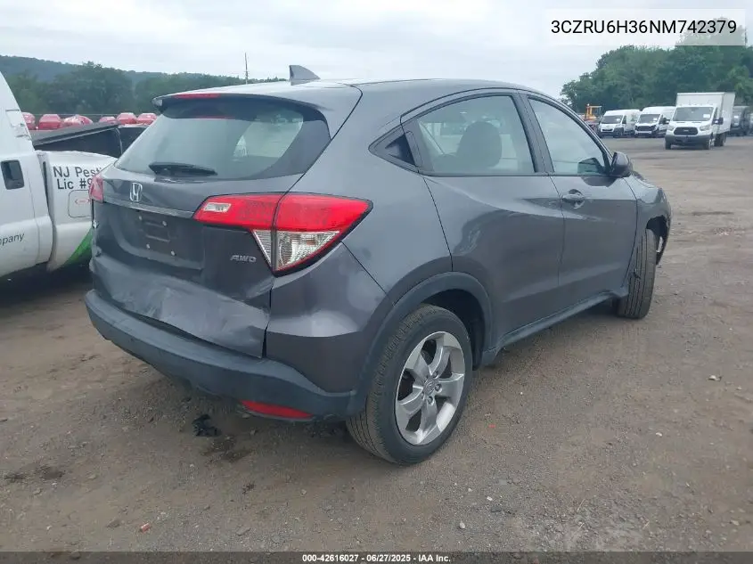 2022 Honda Hr-V Awd Lx VIN: 3CZRU6H36NM742379 Lot: 42616027