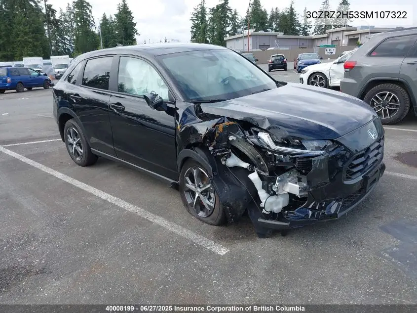 2025 Honda Hr-V Sport VIN: 3CZRZ2H53SM107322 Lot: 40008199