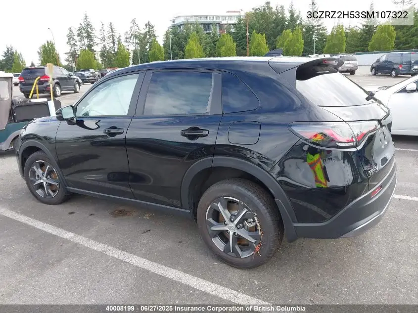 2025 Honda Hr-V Sport VIN: 3CZRZ2H53SM107322 Lot: 40008199
