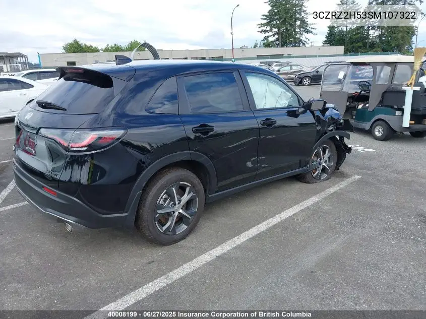 2025 Honda Hr-V Sport VIN: 3CZRZ2H53SM107322 Lot: 40008199