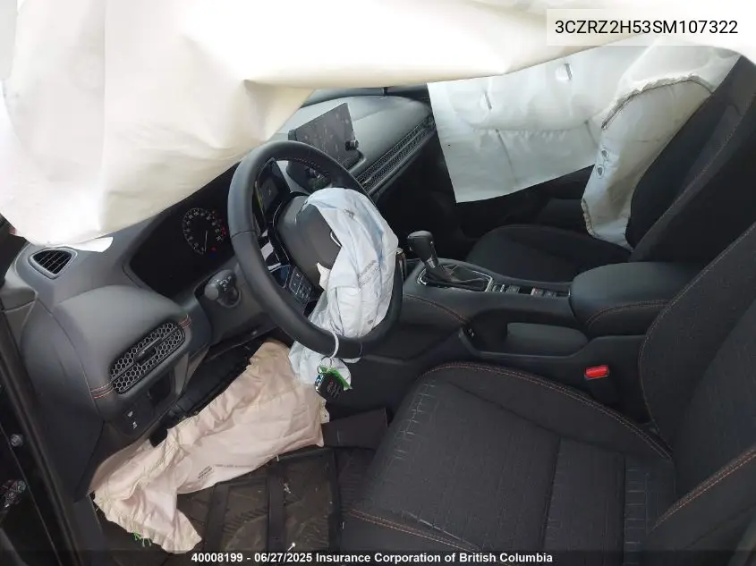 2025 Honda Hr-V Sport VIN: 3CZRZ2H53SM107322 Lot: 40008199