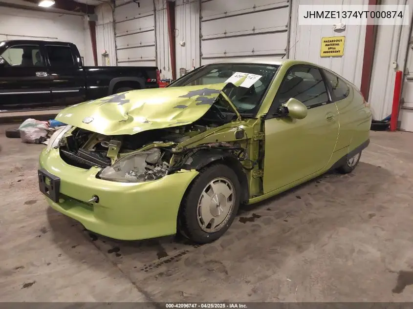 2000 Honda Insight VIN: JHMZE1374YT000874 Lot: 42096747
