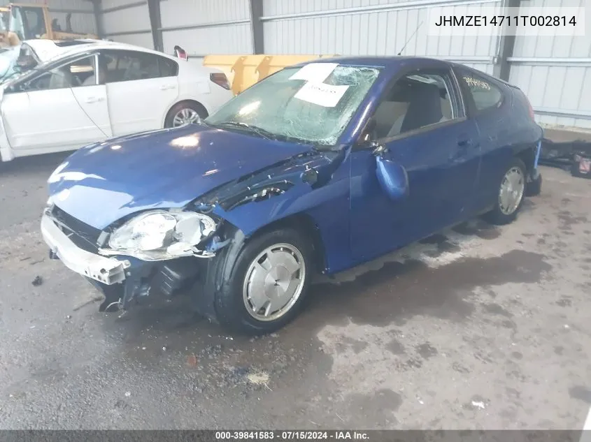 2001 Honda Insight Cvt VIN: JHMZE14711T002814 Lot: 39841583