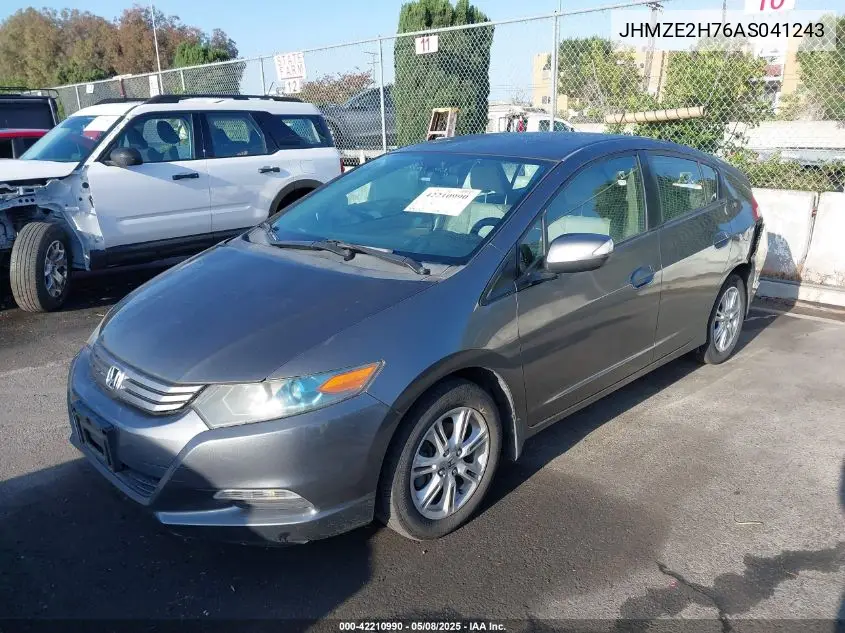 2010 Honda Insight Ex VIN: JHMZE2H76AS041243 Lot: 42210990