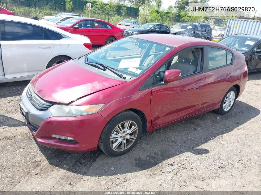 2010 Honda Insight Ex VIN: JHMZE2H76AS029870 Lot: 42220405