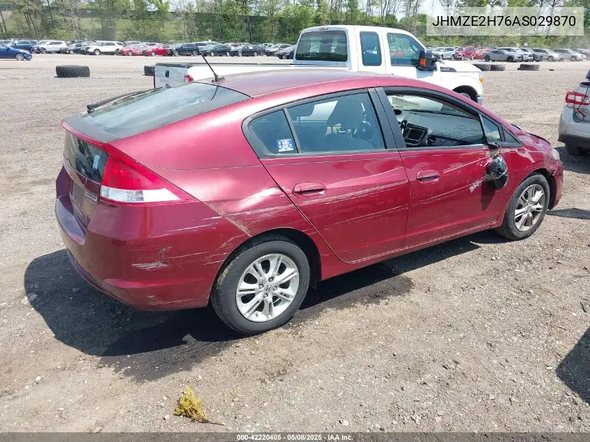 2010 Honda Insight Ex VIN: JHMZE2H76AS029870 Lot: 42220405