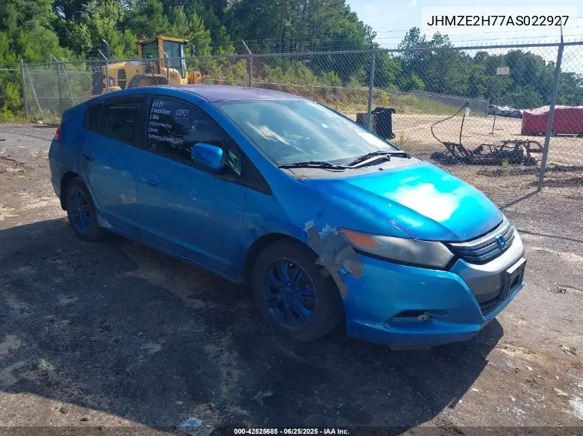 2010 Honda Insight Ex VIN: JHMZE2H77AS022927 Lot: 42525685
